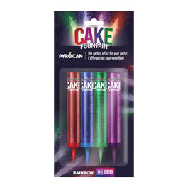 Rainbow Cake Fountain: 4-Pack (30 Sec)